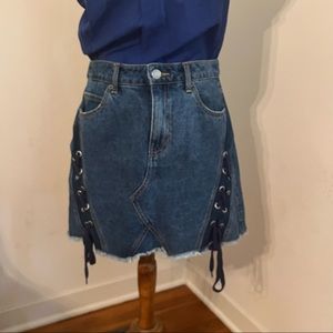 Chelsea & Violet Lace-up Denim Skirt